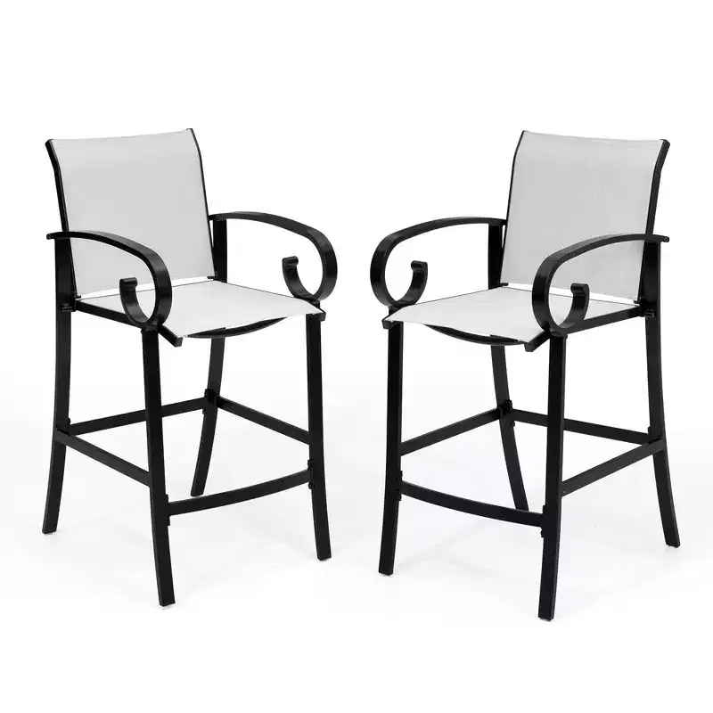 Crestlive Products 27.8'' Counter Height Set of 2 Swivel Bar Stools Aluminum Frame with Sunbrella Fabric
