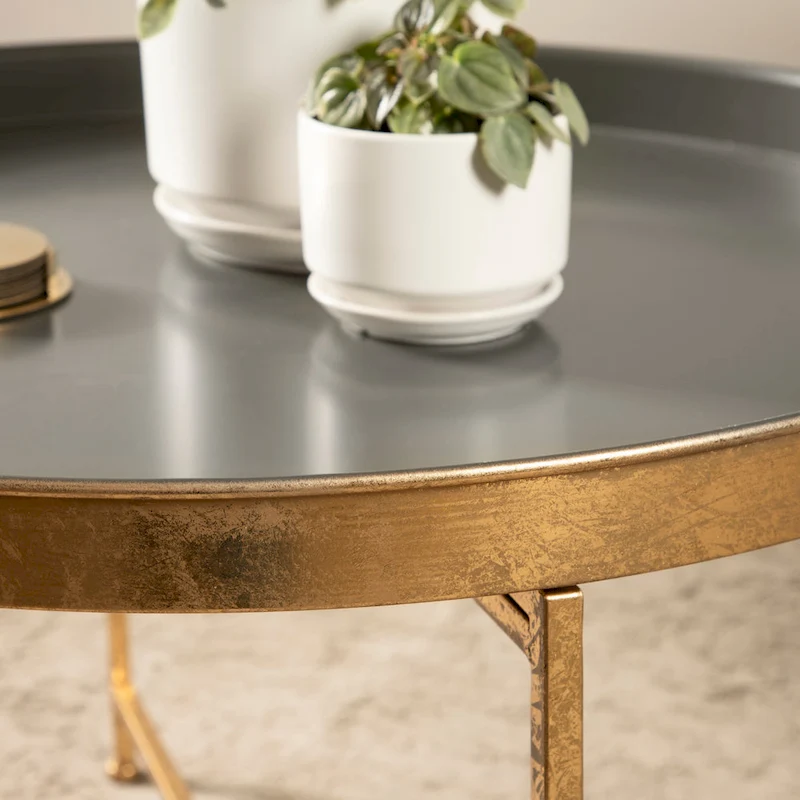 Kate and Laurel Celia Round Metal Coffee Table - 28.25x28.25x19