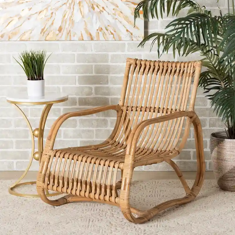 Blanca Modern Bohemian Natural Rattan Accent Chair