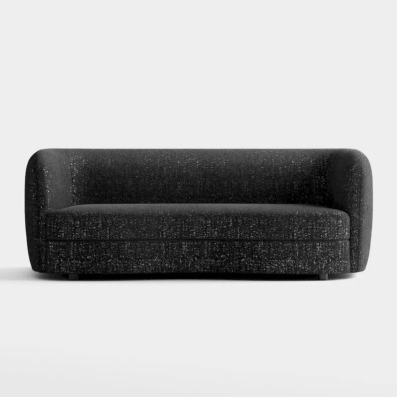 Modern Curved Arms Boucle Sofa with Kidney Style Seat