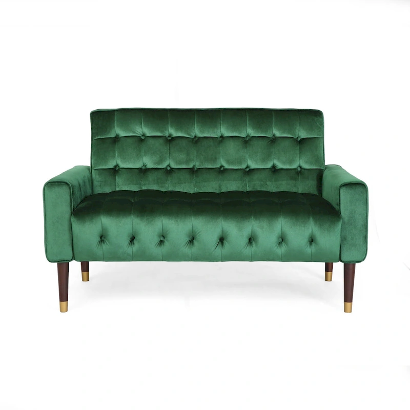 Harnett Tufted Velvet Tapered Leg Loveseat by Christopher Knight Home