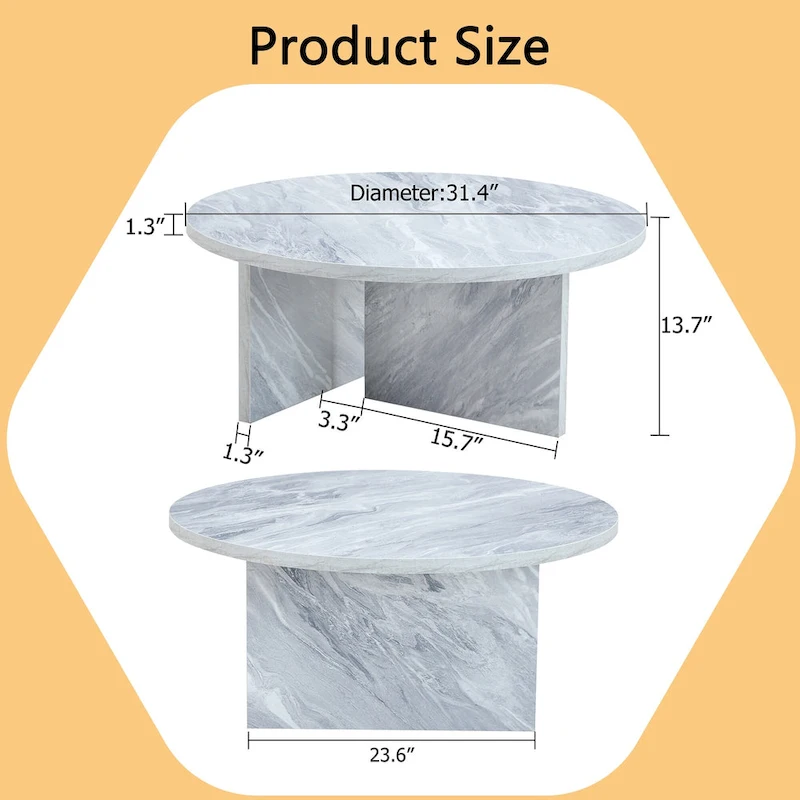 Modern Round MDF Coffee Table Durable Living Room Center Table