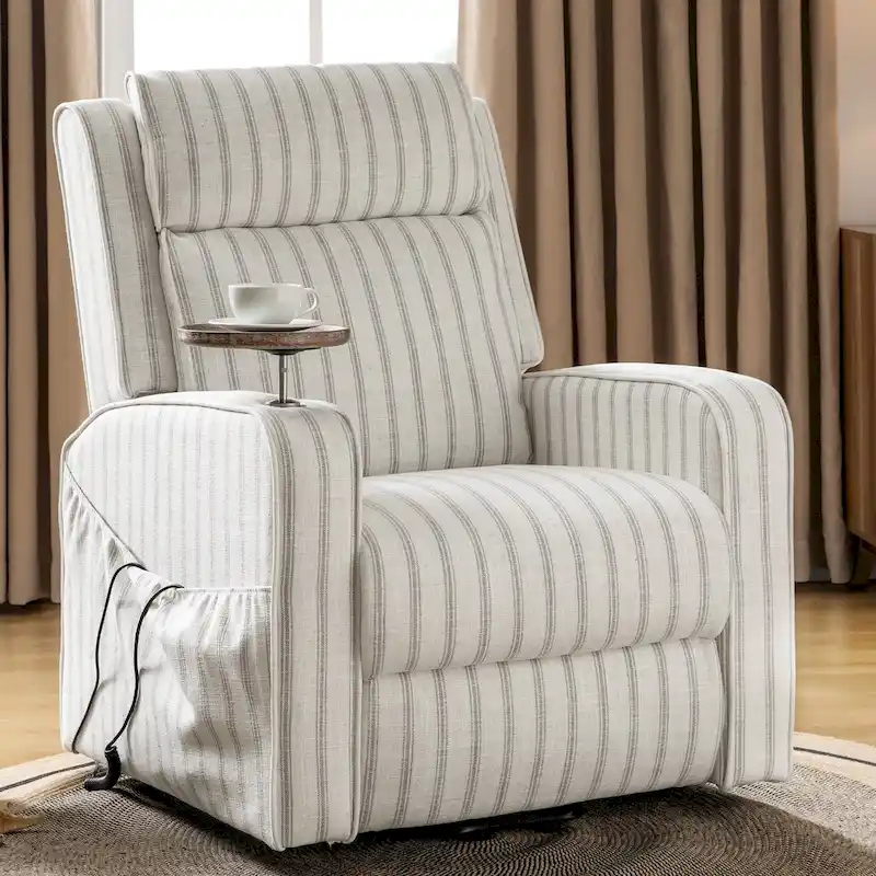 Darrell Modern Lift Assist Massage and Heating Power Recliner with Charing and Soild Wood Tray by