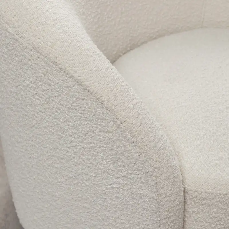 34 W Upholstered Boucle Swivel Barrel Accent Chair