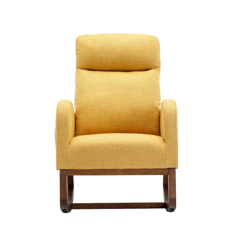 Modern Glider Chair, Recliner Armchair with Wood Legs and Side Pocket, Nursery Rocking Accent Chair with High Back