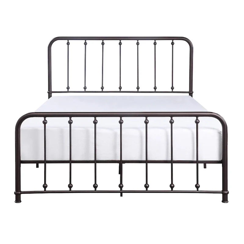 Bronze Queen Metal Bed with Slatted Headboard