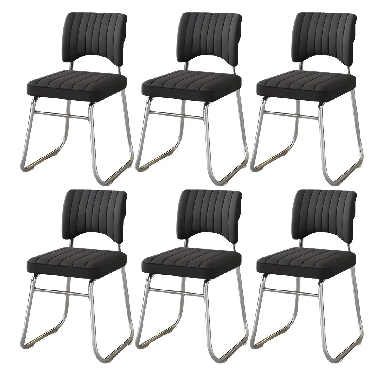 Modern Black Steel Leather Upholstered Office Chair