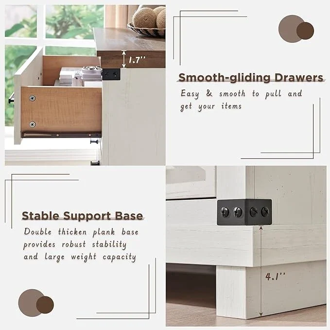 Farmhouse 6 Drawers Dresser, Wood Chest of Drawers, Closet Dresser