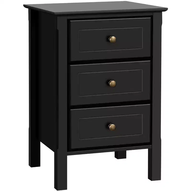 Yaheetech 3 Drawer End Table with Solid Wood Legs for Living Room
