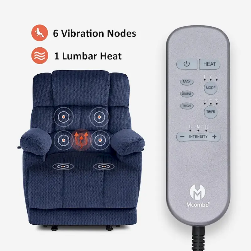 Electric Power Recliner Chair with Heat and Massage, Fabric