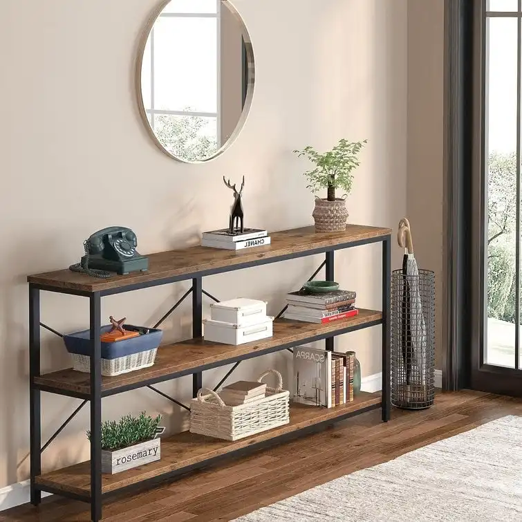 70.9 inch Narrow Console Table Sofa Tablewith 3-Tier Shelves