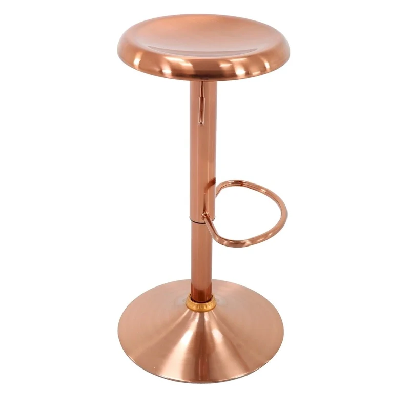 Pink / Pewter / Gold Adjustable Height Swivel Bar Stool with Chrome Finish – Single Seat
