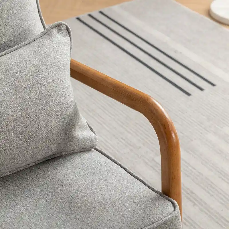 SEYNAR Mid Century Boucle Uplostered Soild Wood Accent Armchair with Pillow