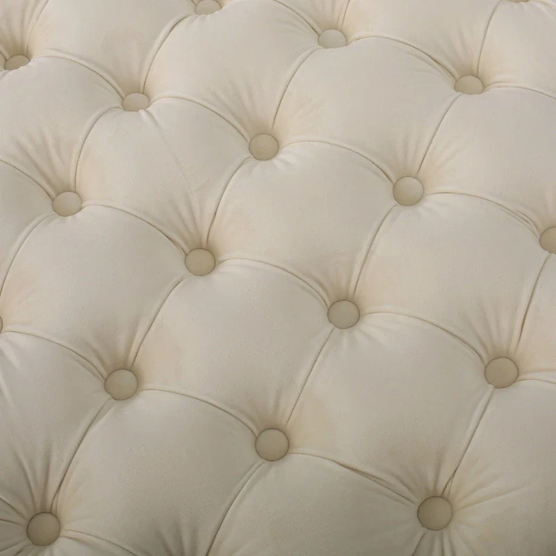 Jaymee Modern Glam Button Tufted Velvet Ottoman