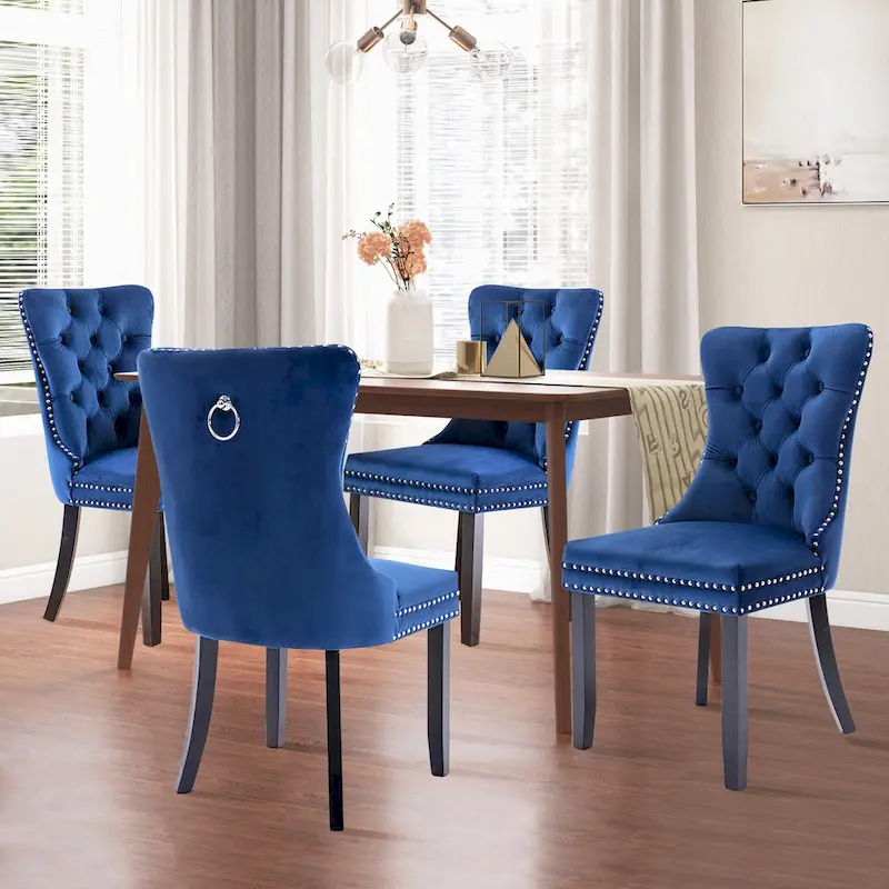 Luxury Upholstered Velvet Dining Chair with Solid Wood Legs