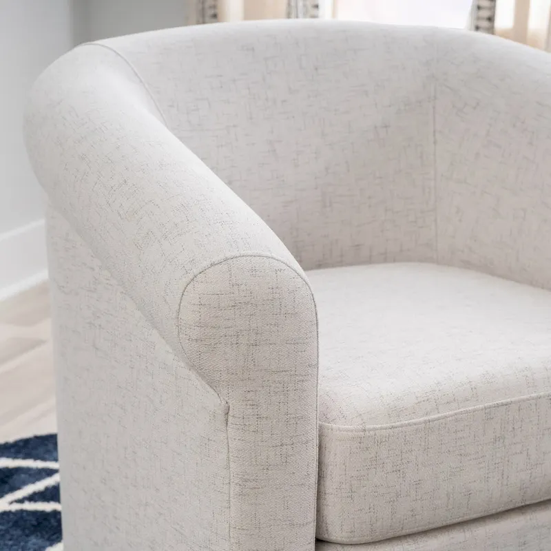 Bone Linen-Look Fabric Swivel Accent Chair, 1-Seat