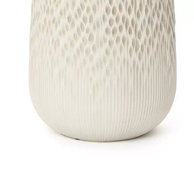 LuxenHome Antique Off-White Round Planter, Deep-to-Light Gradient Texture, Tapered Design