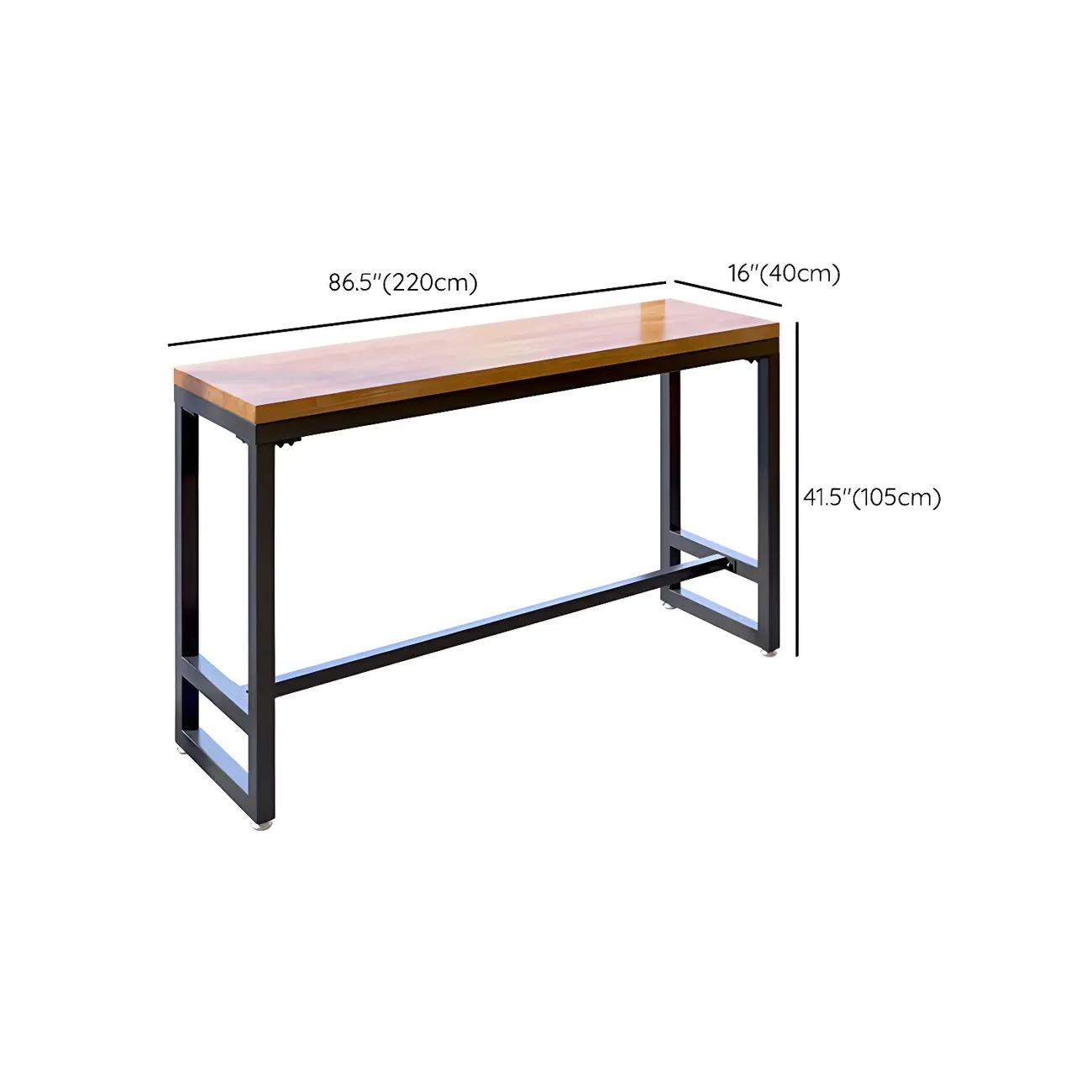 Modern Brown Wooden Iron Trestle Base Bar Table