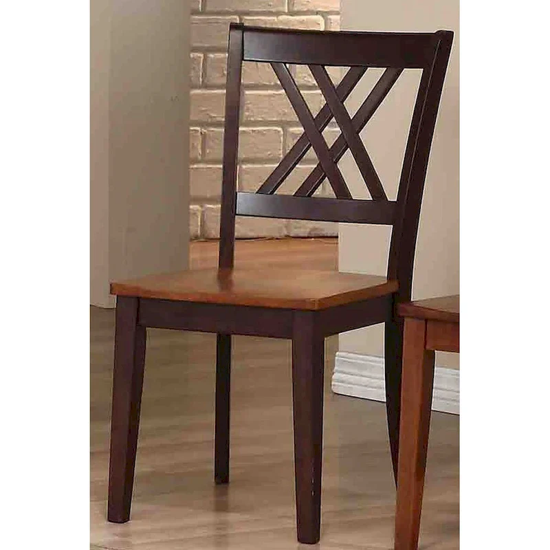Round Whiskey Mocha Double X Back 5-Piece Dining Set