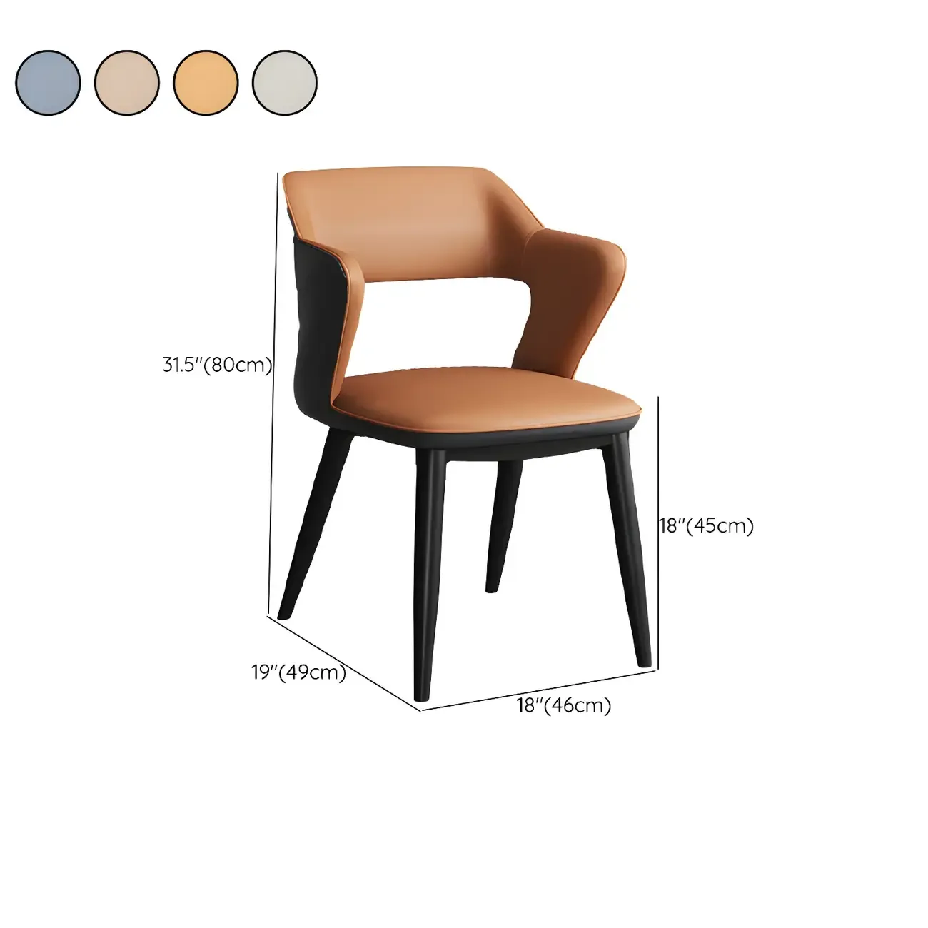 Modern Armchair Open Back Faux Leather Dining Chair