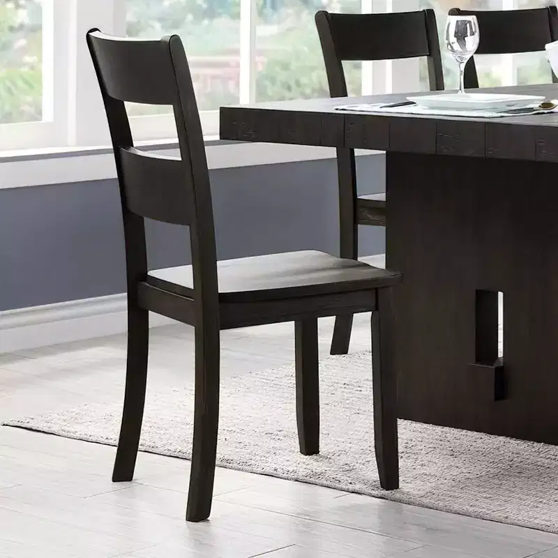Set of 2 18" Haddie Dining Chairs Distressed Walnut - Acme Furniture: Transitional Ladder Back, Wood Frame