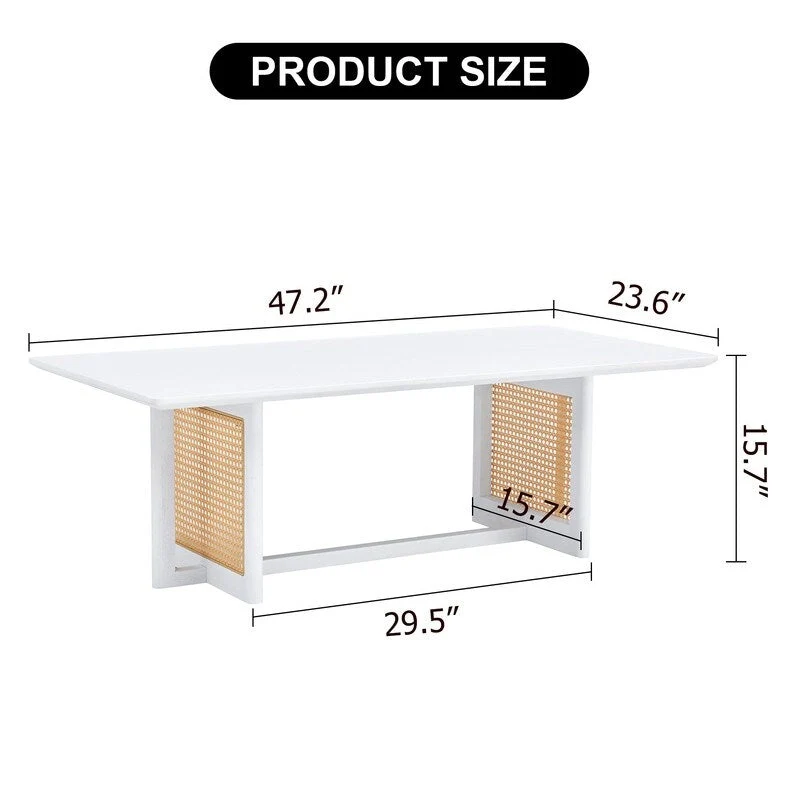 Low Coffee Table with Wood Frame and Rattan-Style Surface