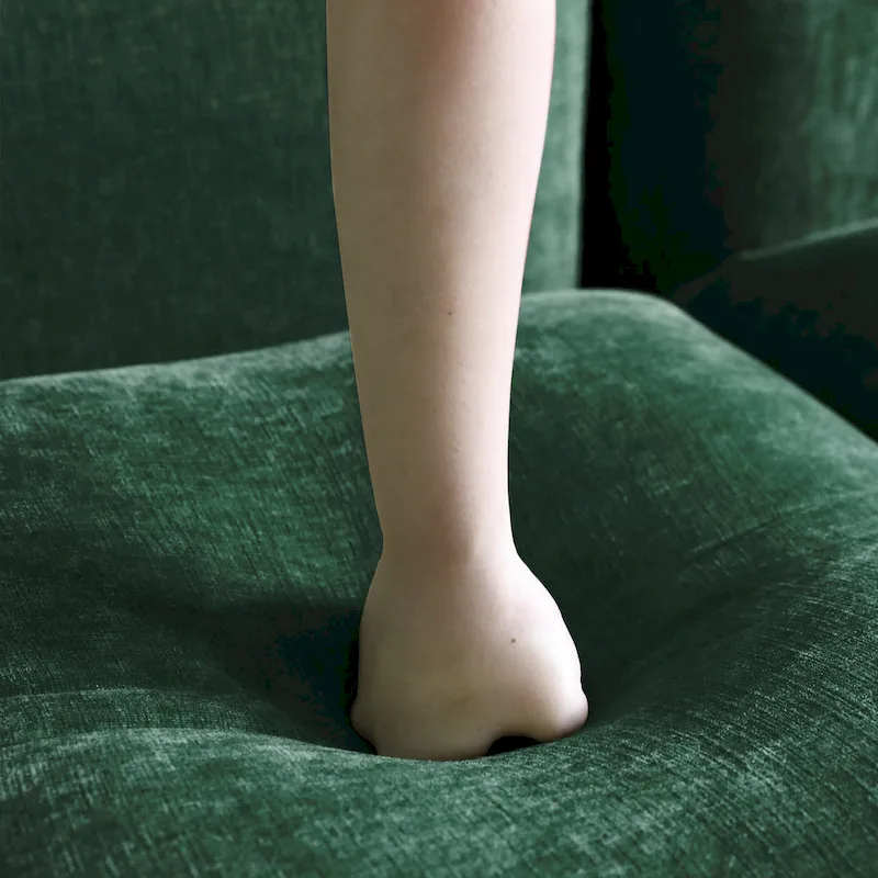 104 L-shape Chenille Modular Sofa Modern Sectional Semi-firm Sofa Couch with Ottoman