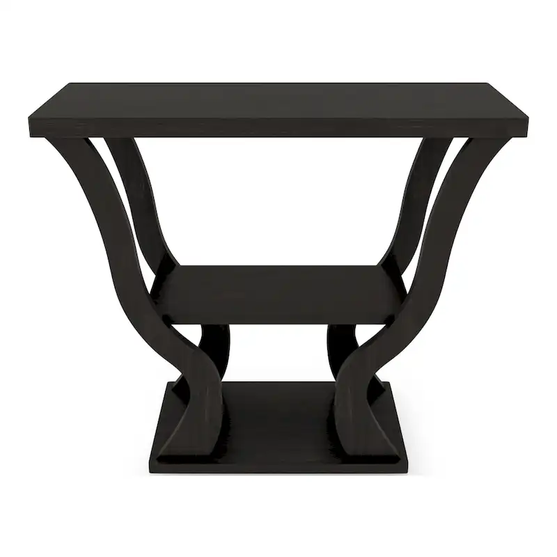 Espresso Particle Board Console Table with Open Shelf & Tapered Profile – Transitional Style