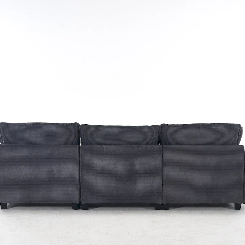 102  Velvet U-Shaped Sectional Sofa with Ottoman & Lumbar Pillows