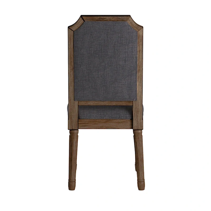 Arched-Back Linen and Solid Wood Dining Chairs (Set of 2)
