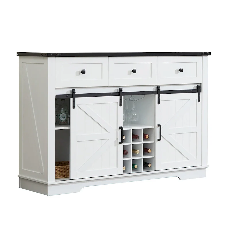 Farmhouse Buffet Cabinet with Storage for Kitchen, Dining Room, Reclaimed Barnwood
