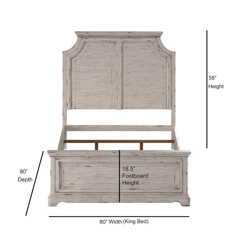 Palisade Distressed Antique White Panel Bed