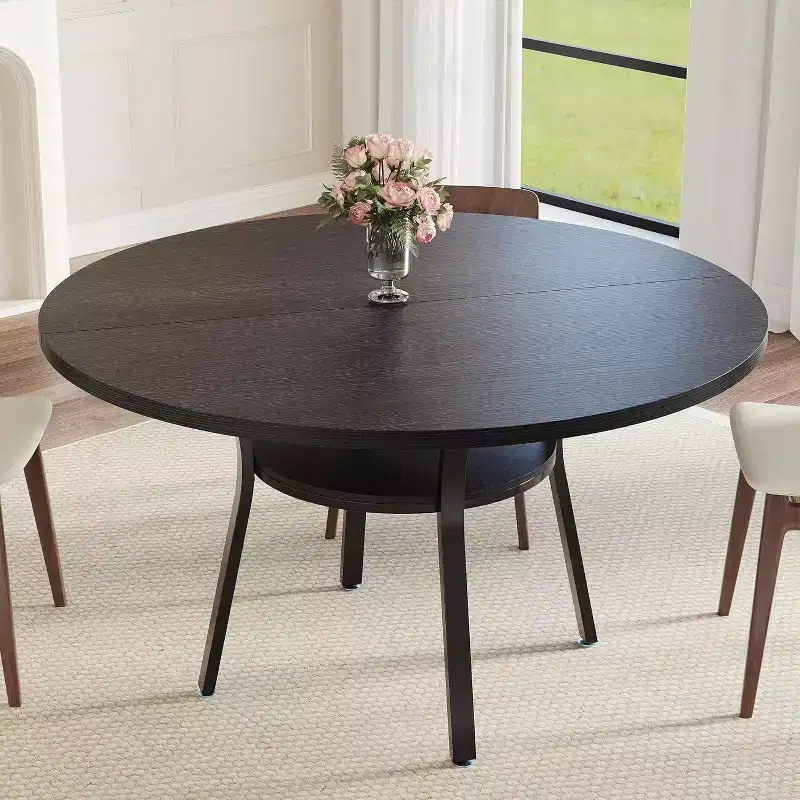 COZONY 47 Round Dining Table for 4-6, Space-Saving Kitchen Table with Metal Frame, Modern Circle Dining Room Table for Small Spaces (Table Only)