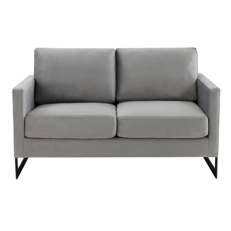 Upholstered Loveseat Sofa in Velvet Fabric with Removable Cushions and Stainless Steel Frame