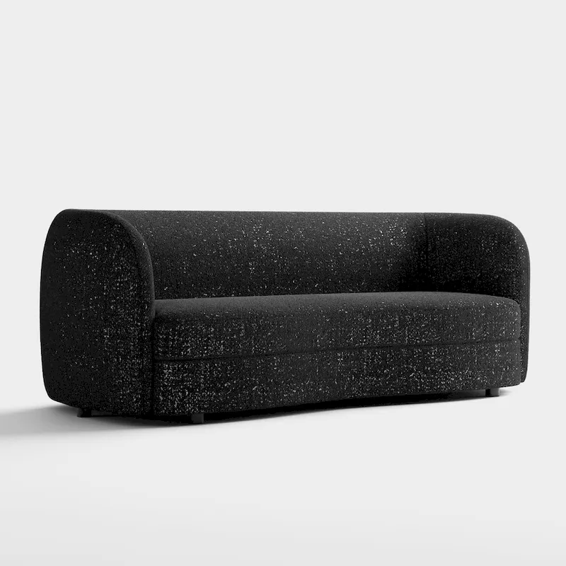 Modern Curved Arms Boucle Sofa with Kidney Style Seat