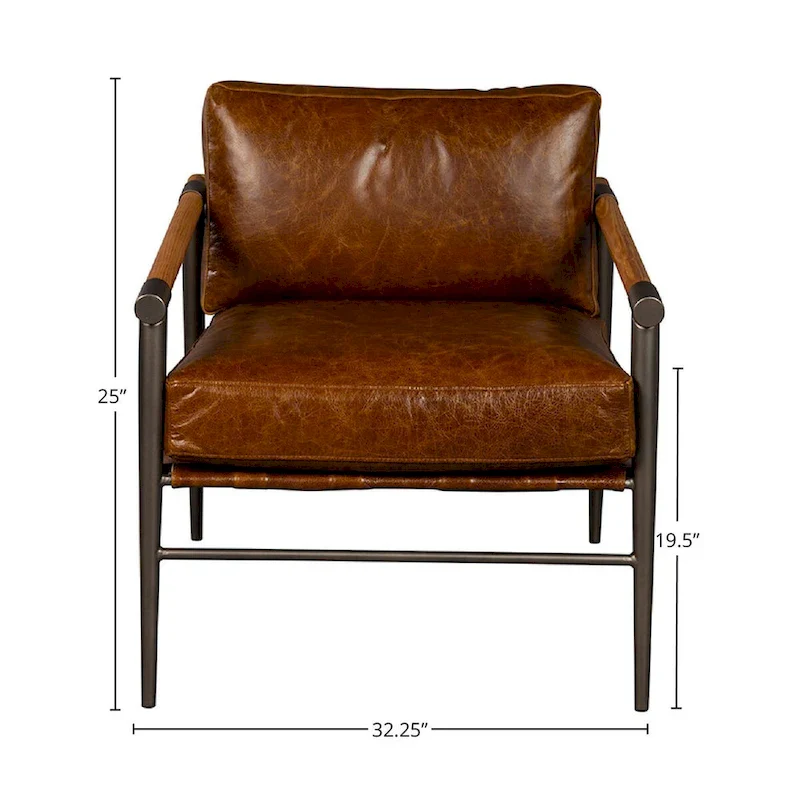 Chocolate Brown Accent Chair with Wooden Arms
