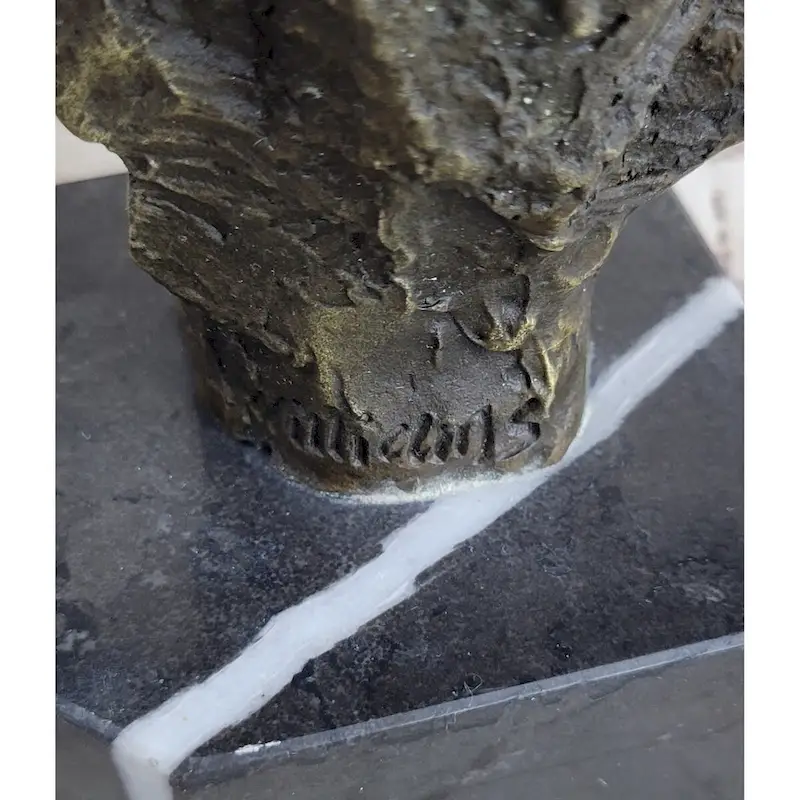 Cowboy Playing Violin Fiddle Music Bronze Sculpture Marble Statue Figurine