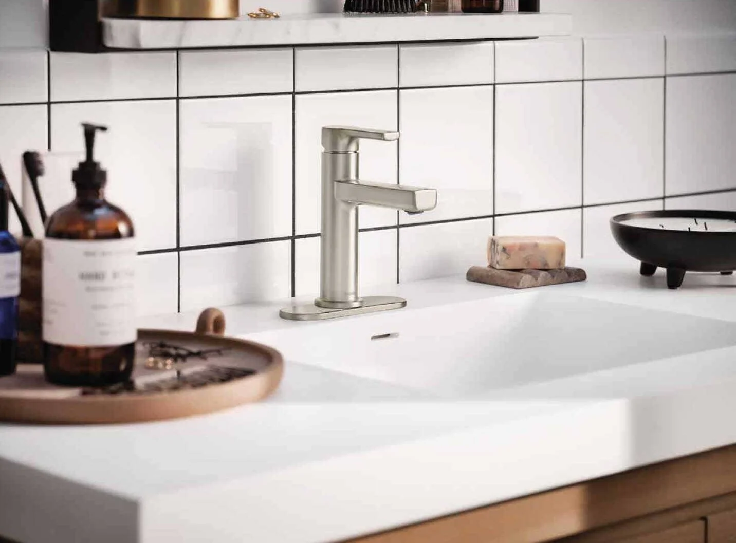 Moen Rinza Brushed Nickel Single Handle Bathroom Faucet