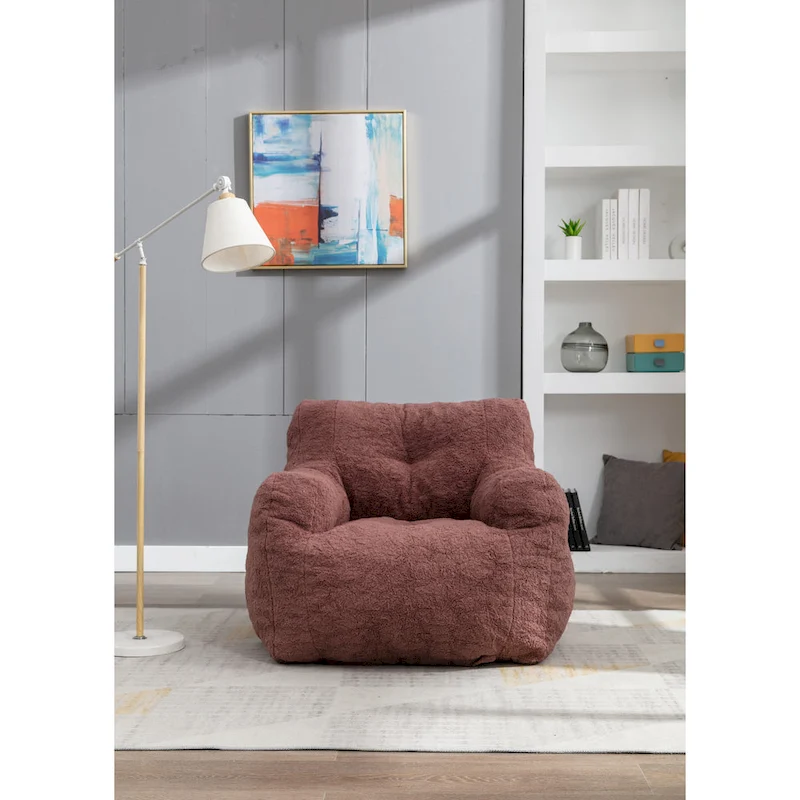 Soft Tufted foam bean bag chair with Teddy fabric