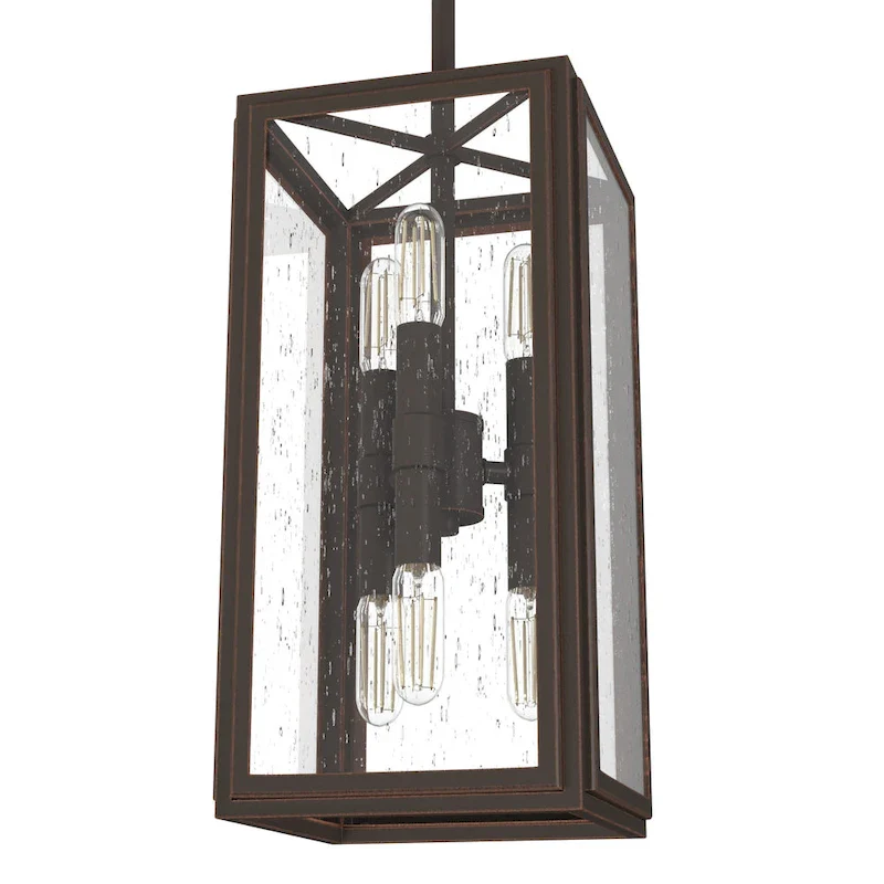 Hunter Felippe 6-Light Pendant w/Clear Seeded Glass, Modern Farmhouse, Industrial - Island, Dining, Entry, Bedroom, Hallway