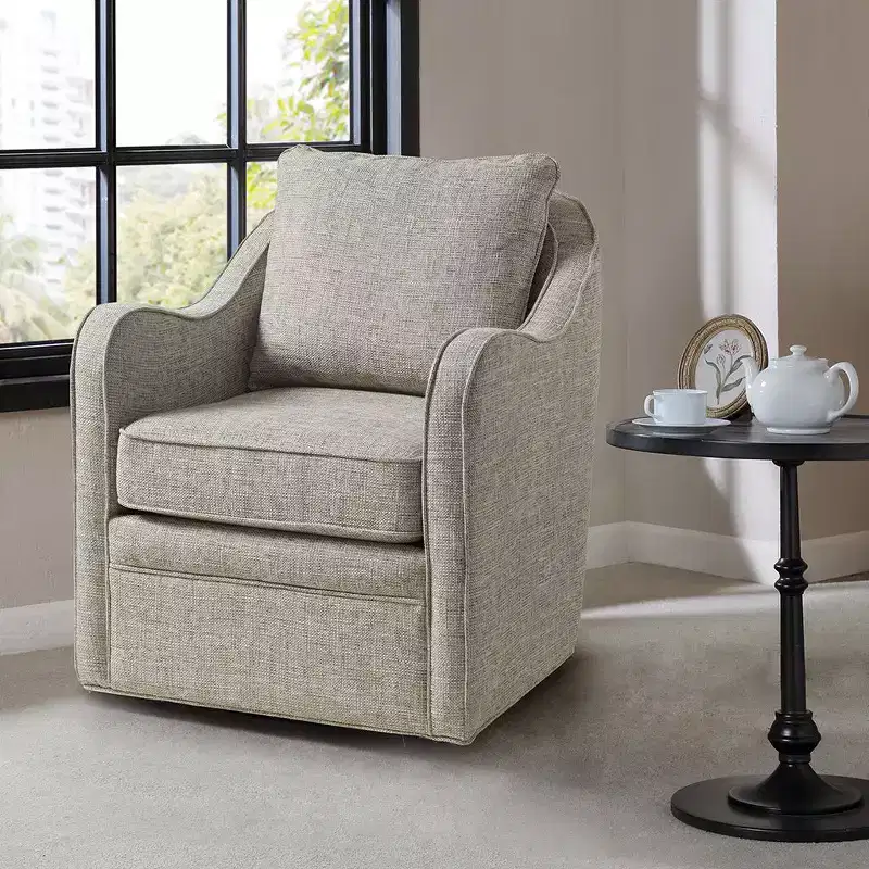 Okak 360 Degree Accent Swivel Chair with Loose Back Cushion Comfy Upholstered Single Sofa Chair Armchair for Living Room Office Lounge