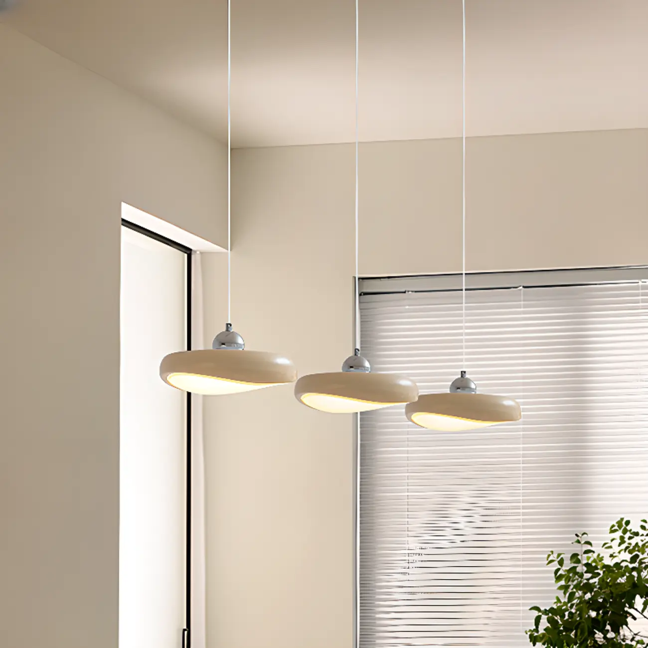 Modern 3-Light Wavy Beige Acrylic Pendant Light