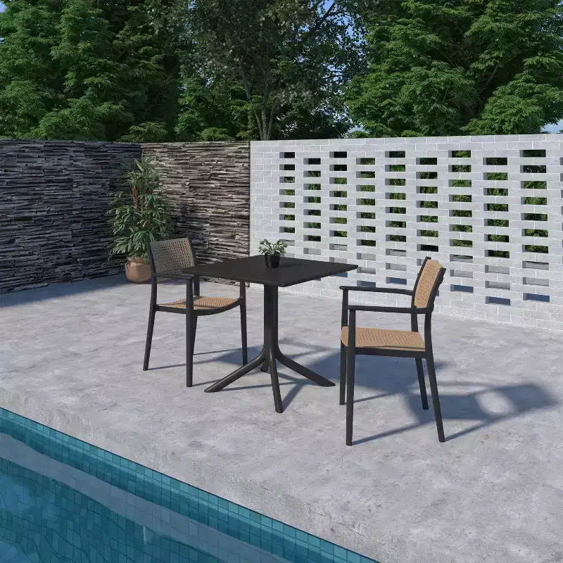 Amazonia Samba 3pc Cane Patio Bistro Set Black