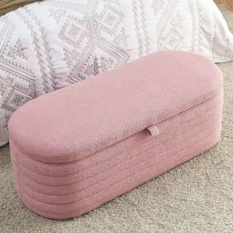 45.5L Upholstered Fabric Storage Bench Ottoman