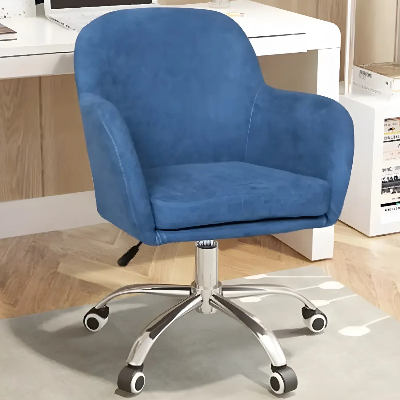 Low-back Green Fabric Swivel Armrest Office Chair