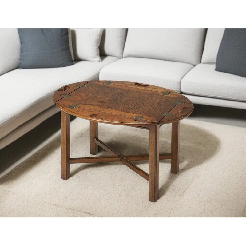 Solid Rubberwood Vintage Oak Side Table – Natural Finish, 18.5x30x22.5 in, Accent End Table