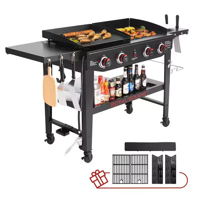 Royal Gourmet 4-Burner Propane Grill & Griddle 48000 BTU Combo Grill GD405ATG Black