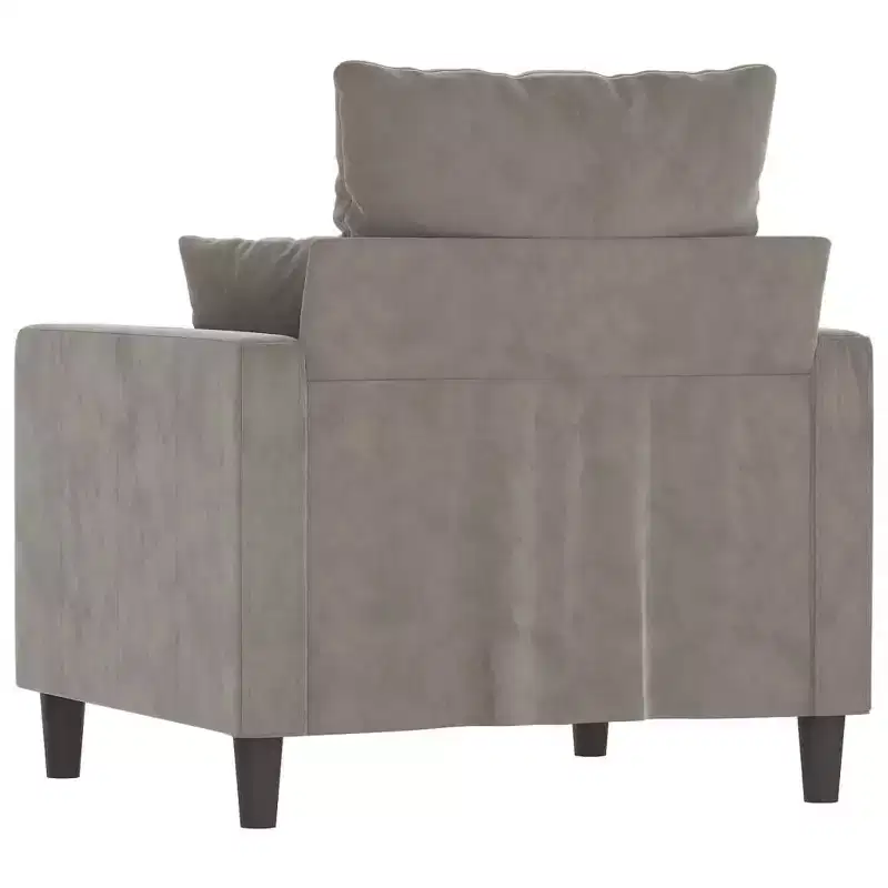 vidaXL Sofa Chair Living Room Accent Upholstered Chair with Armrest Velvet - Light Gray 23.6