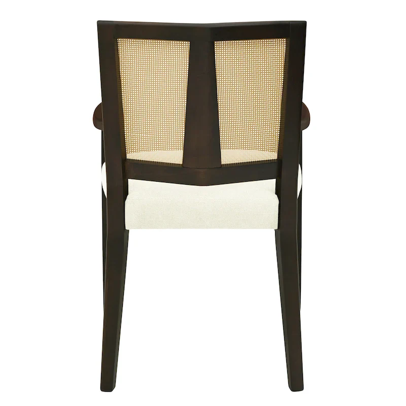 Christopher Knight Home - Harrison Mid-Century Upholstered Arm Dining Chair Set of 2 with Rattan Back