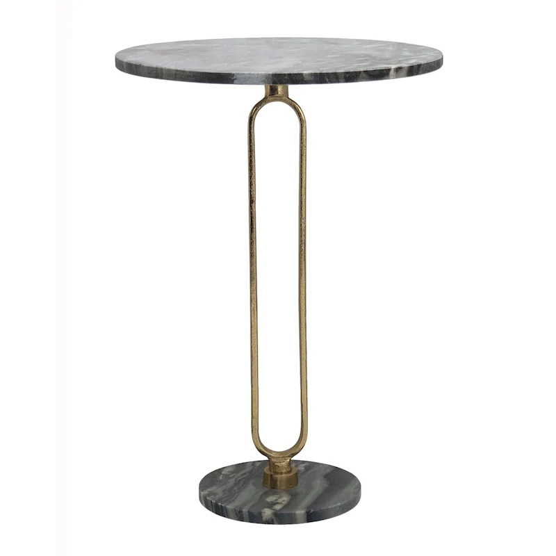 Alexus Oval Steam Marble Table - Black/Gold